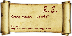 Rosenwasser Ernő névjegykártya